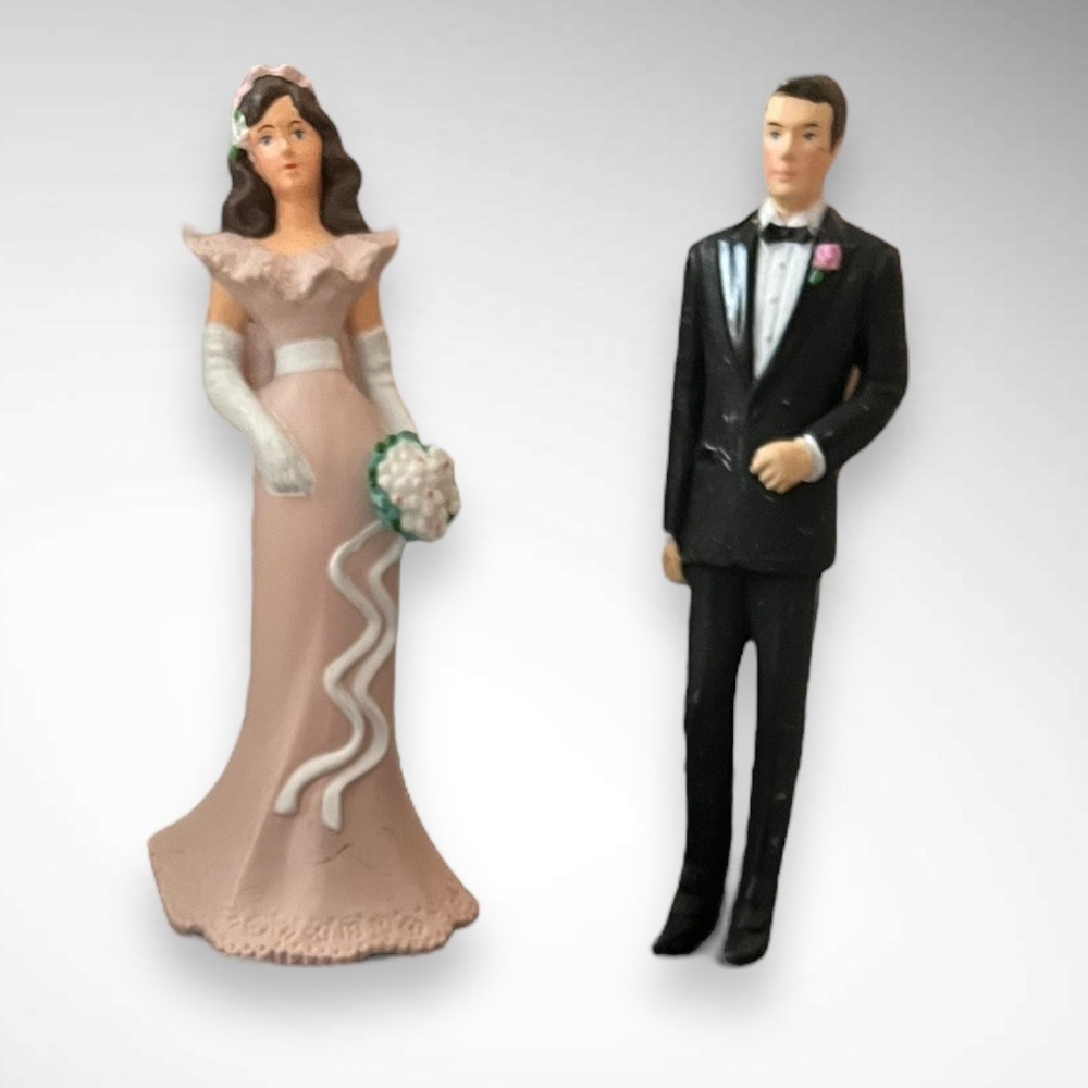 WILTON Vintage 1991 Bride and Groom Cake‎ Toppers 4.5" | EUC